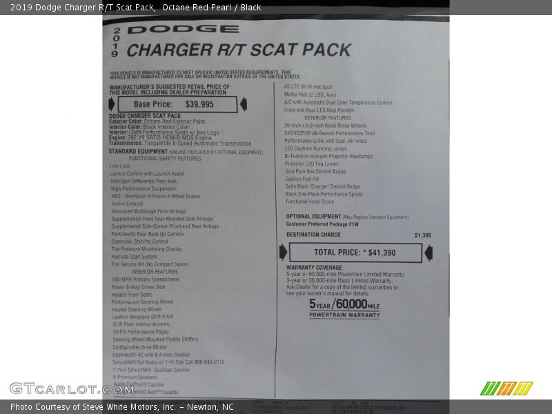 Octane Red Pearl / Black 2019 Dodge Charger R/T Scat Pack