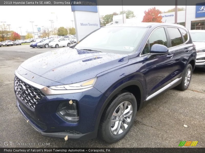 Stormy Sea / Black 2019 Hyundai Santa Fe SE AWD