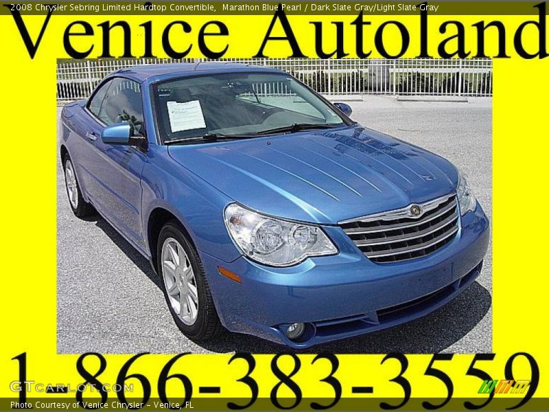 Marathon Blue Pearl / Dark Slate Gray/Light Slate Gray 2008 Chrysler Sebring Limited Hardtop Convertible