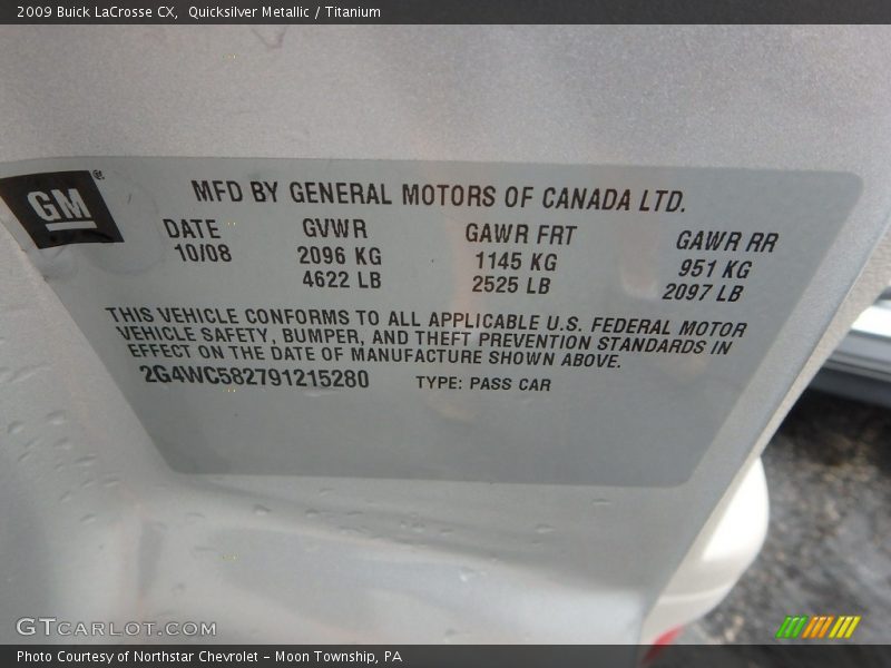 Quicksilver Metallic / Titanium 2009 Buick LaCrosse CX