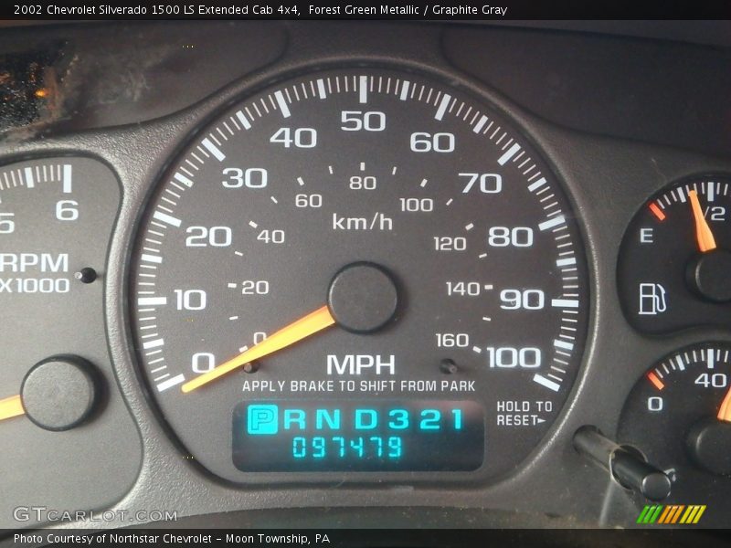 Forest Green Metallic / Graphite Gray 2002 Chevrolet Silverado 1500 LS Extended Cab 4x4
