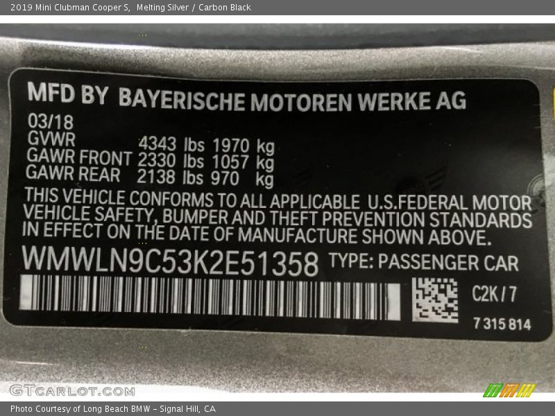 Melting Silver / Carbon Black 2019 Mini Clubman Cooper S