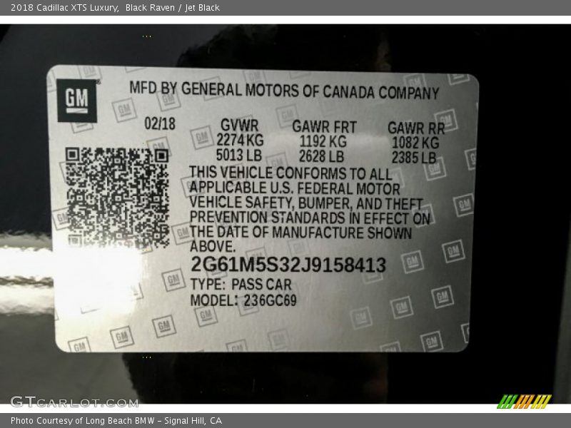 Black Raven / Jet Black 2018 Cadillac XTS Luxury