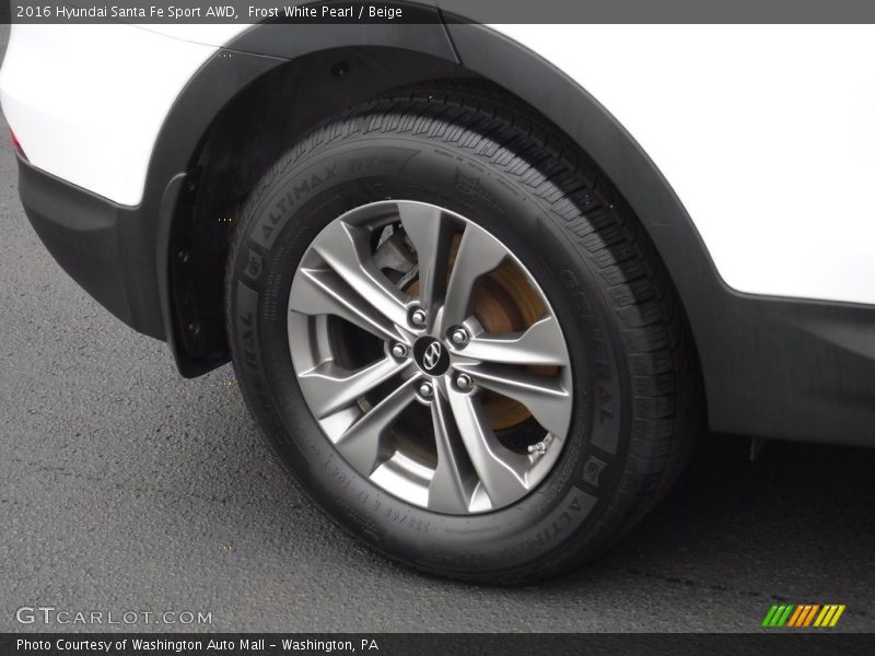 Frost White Pearl / Beige 2016 Hyundai Santa Fe Sport AWD