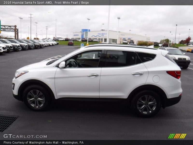 Frost White Pearl / Beige 2016 Hyundai Santa Fe Sport AWD