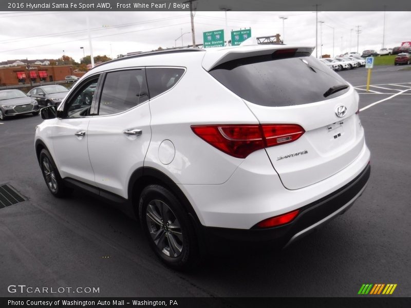 Frost White Pearl / Beige 2016 Hyundai Santa Fe Sport AWD