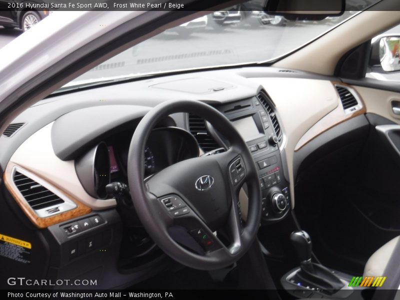 Frost White Pearl / Beige 2016 Hyundai Santa Fe Sport AWD