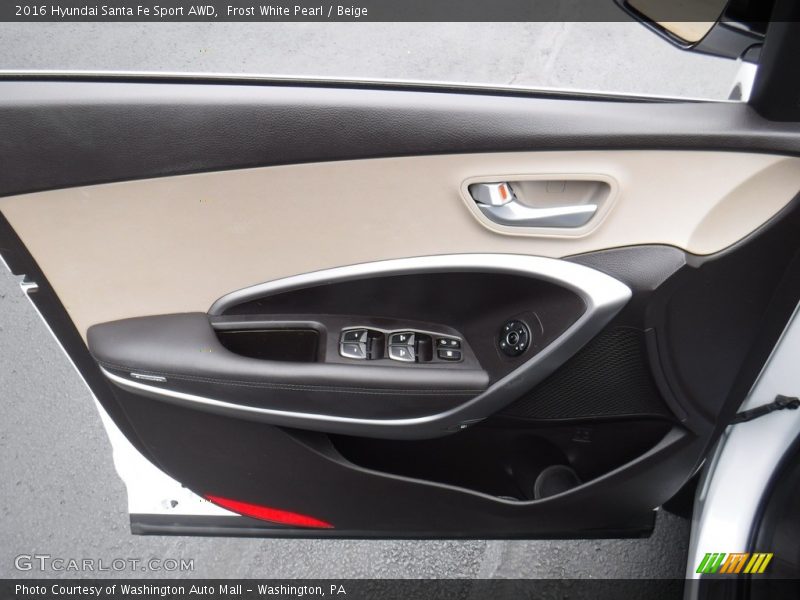 Frost White Pearl / Beige 2016 Hyundai Santa Fe Sport AWD