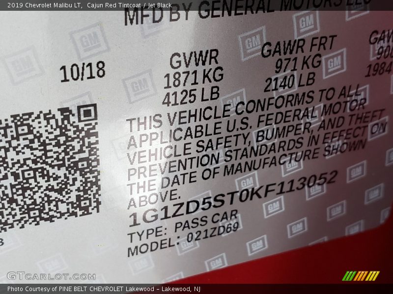 Cajun Red Tintcoat / Jet Black 2019 Chevrolet Malibu LT