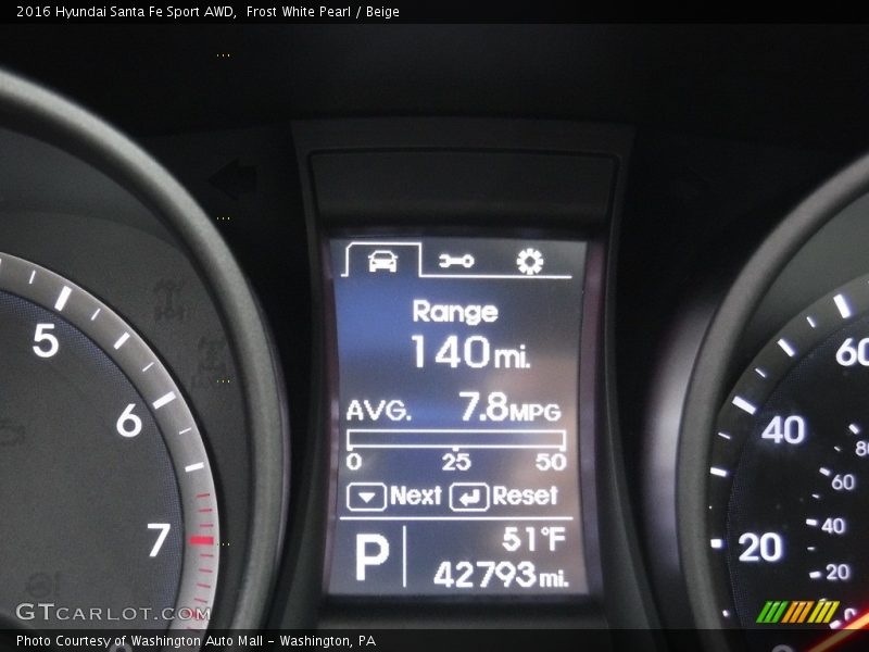 Frost White Pearl / Beige 2016 Hyundai Santa Fe Sport AWD