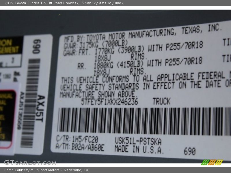 Silver Sky Metallic / Black 2019 Toyota Tundra TSS Off Road CrewMax
