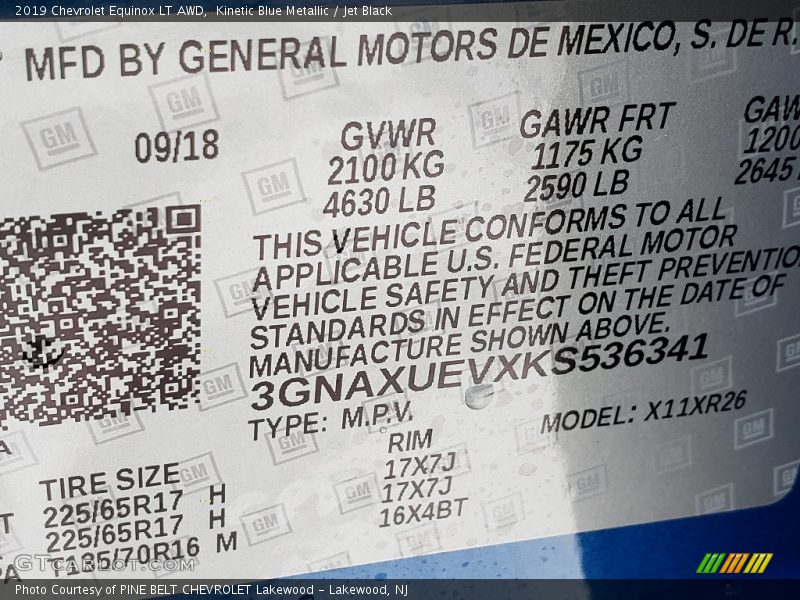 Kinetic Blue Metallic / Jet Black 2019 Chevrolet Equinox LT AWD