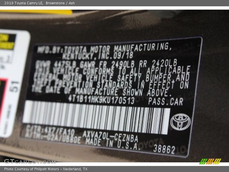 Brownstone / Ash 2019 Toyota Camry LE