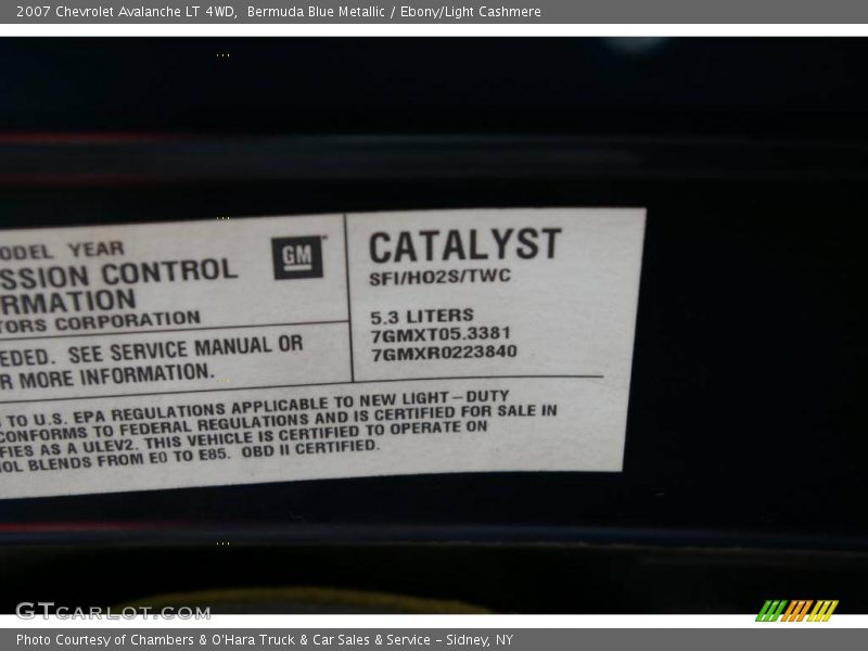 Bermuda Blue Metallic / Ebony/Light Cashmere 2007 Chevrolet Avalanche LT 4WD