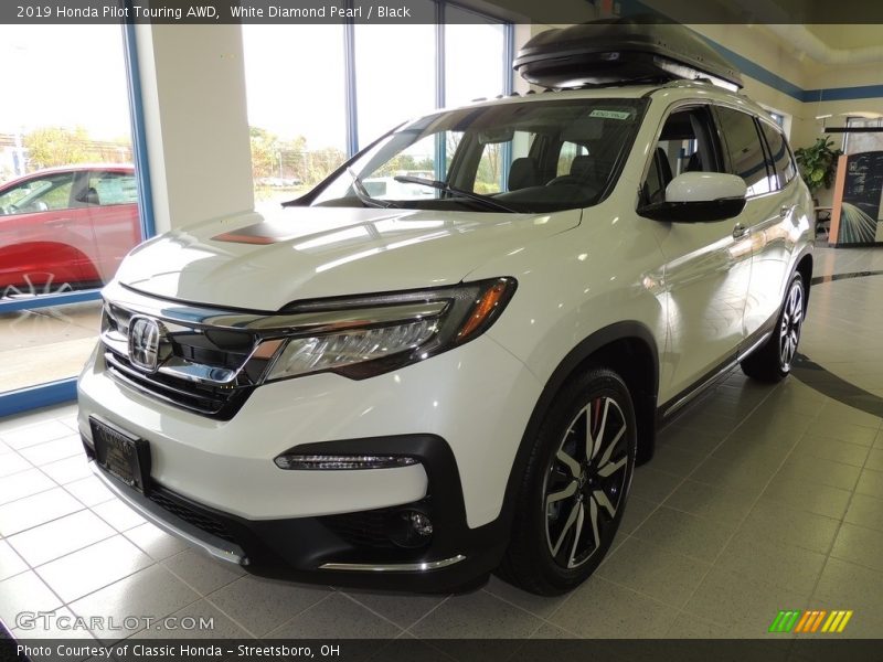 White Diamond Pearl / Black 2019 Honda Pilot Touring AWD