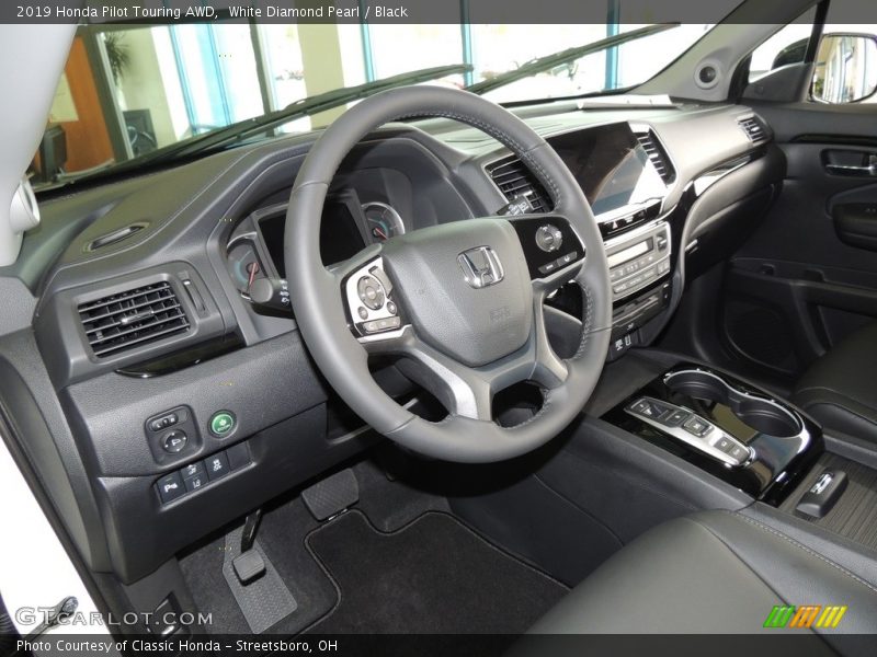 White Diamond Pearl / Black 2019 Honda Pilot Touring AWD