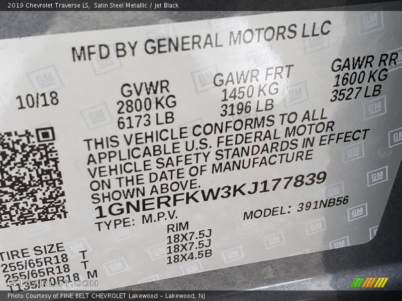 Satin Steel Metallic / Jet Black 2019 Chevrolet Traverse LS