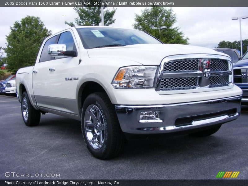 Stone White / Light Pebble Beige/Bark Brown 2009 Dodge Ram 1500 Laramie Crew Cab 4x4