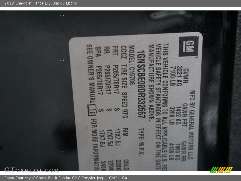 Black / Ebony 2013 Chevrolet Tahoe LT