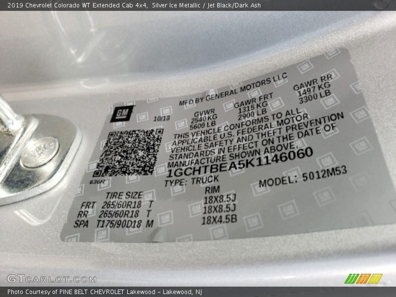 Silver Ice Metallic / Jet Black/Dark Ash 2019 Chevrolet Colorado WT Extended Cab 4x4