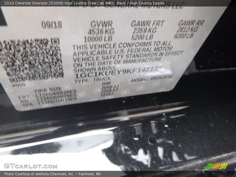 Black / High Country Saddle 2019 Chevrolet Silverado 2500HD High Country Crew Cab 4WD