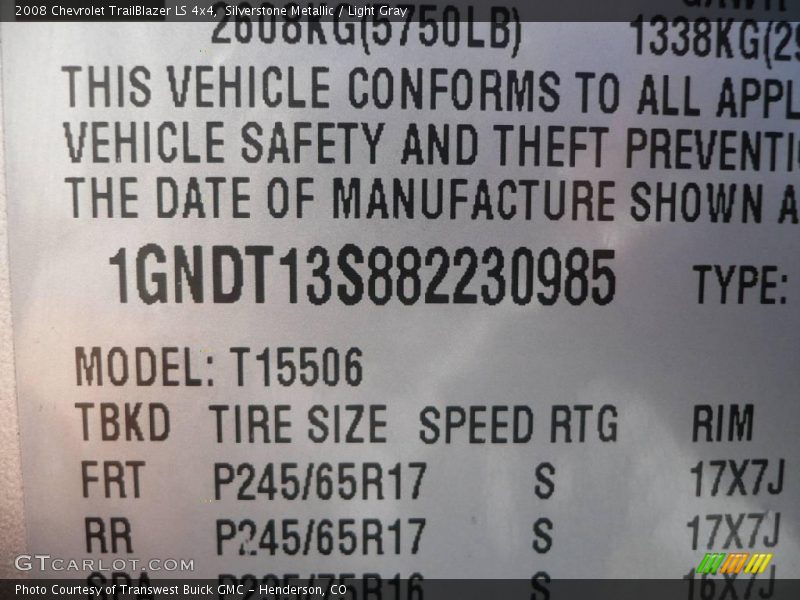 Silverstone Metallic / Light Gray 2008 Chevrolet TrailBlazer LS 4x4