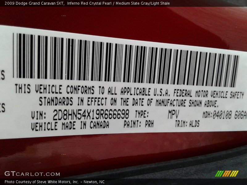 Inferno Red Crystal Pearl / Medium Slate Gray/Light Shale 2009 Dodge Grand Caravan SXT