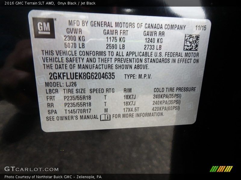 Onyx Black / Jet Black 2016 GMC Terrain SLT AWD