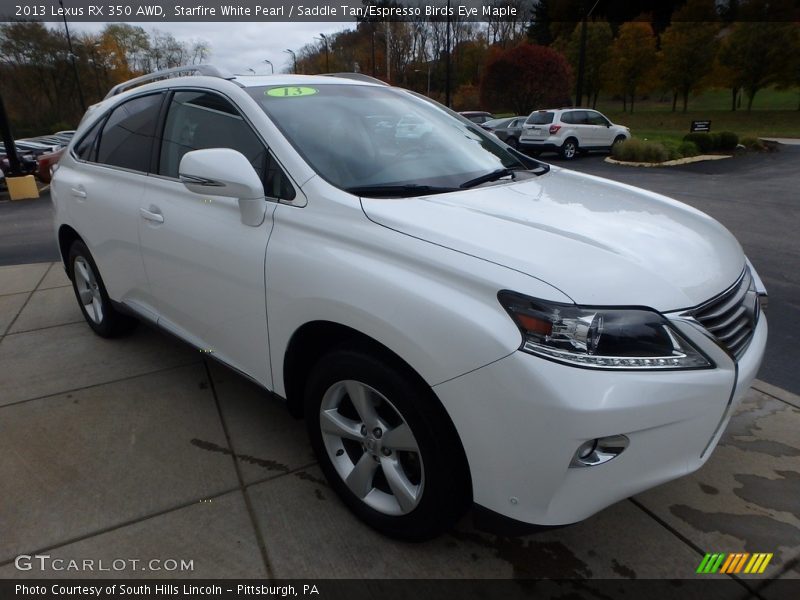 Starfire White Pearl / Saddle Tan/Espresso Birds Eye Maple 2013 Lexus RX 350 AWD