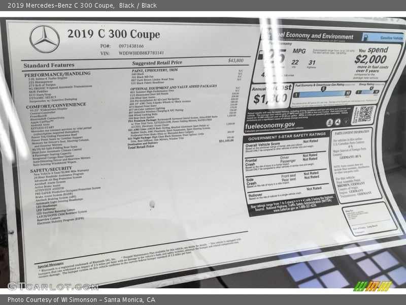 Black / Black 2019 Mercedes-Benz C 300 Coupe