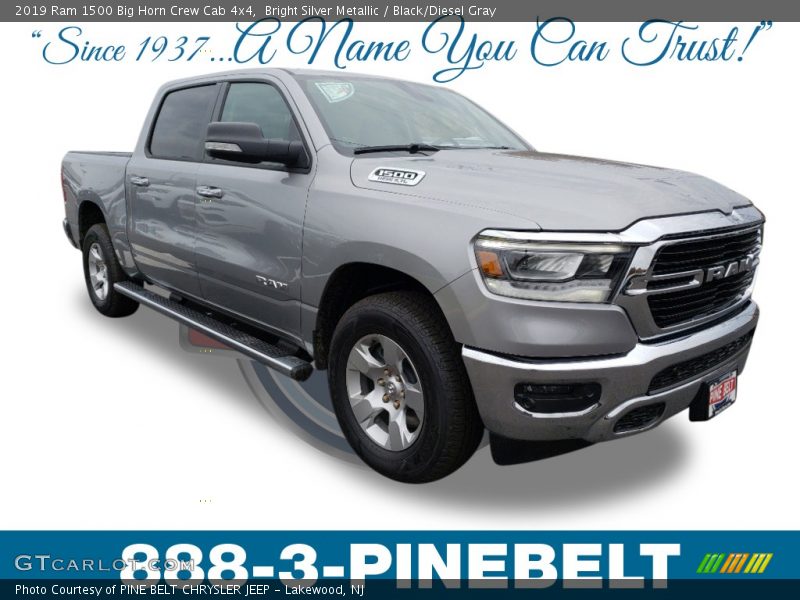 Bright Silver Metallic / Black/Diesel Gray 2019 Ram 1500 Big Horn Crew Cab 4x4