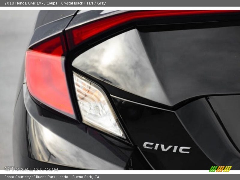 Crystal Black Pearl / Gray 2018 Honda Civic EX-L Coupe