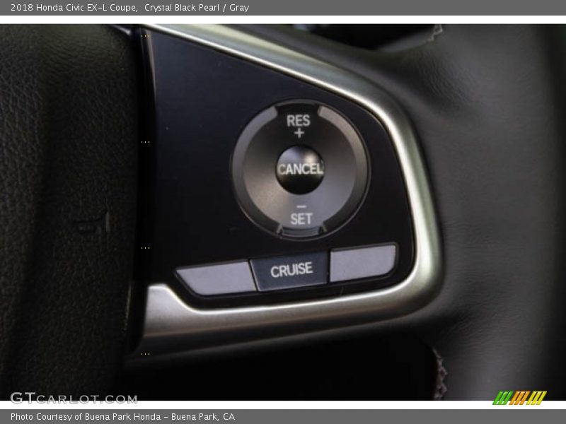 Crystal Black Pearl / Gray 2018 Honda Civic EX-L Coupe