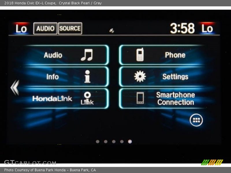 Crystal Black Pearl / Gray 2018 Honda Civic EX-L Coupe