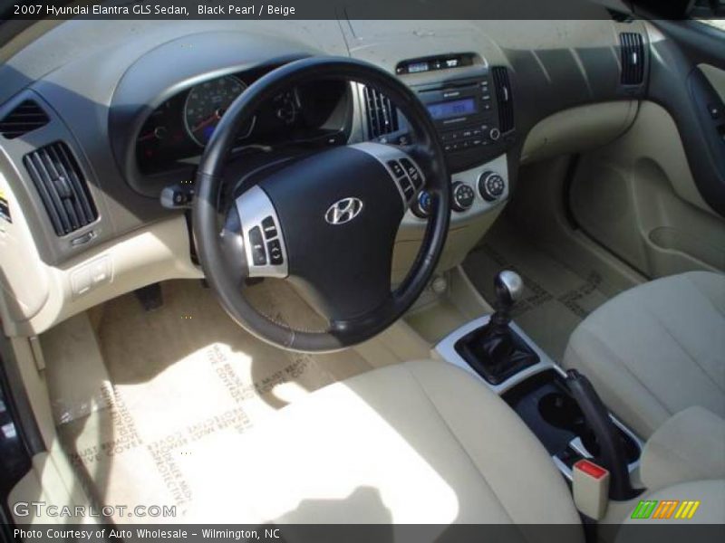 Black Pearl / Beige 2007 Hyundai Elantra GLS Sedan