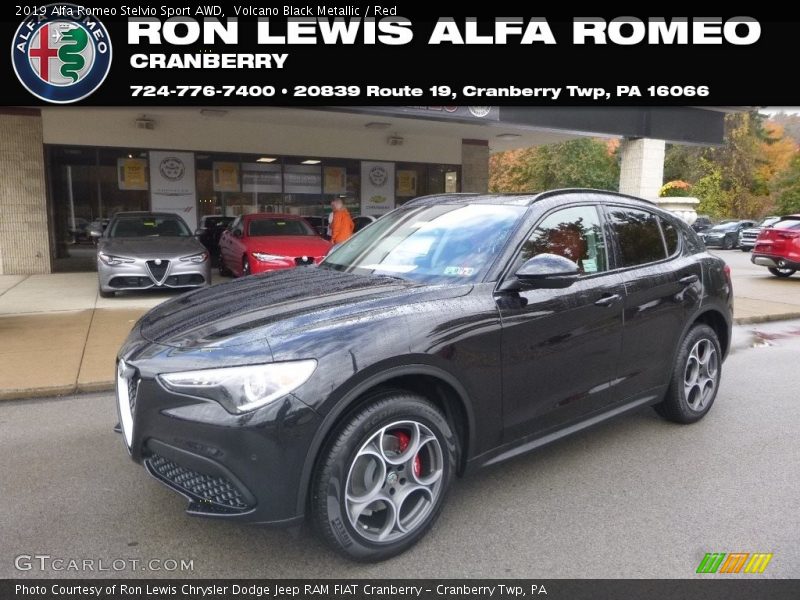 Volcano Black Metallic / Red 2019 Alfa Romeo Stelvio Sport AWD