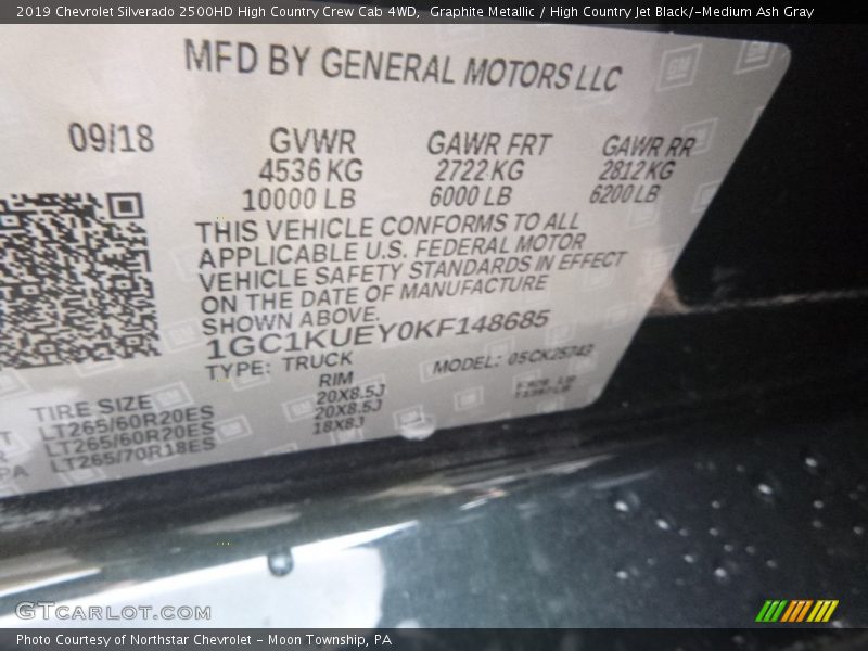 Graphite Metallic / High Country Jet Black/­Medium Ash Gray 2019 Chevrolet Silverado 2500HD High Country Crew Cab 4WD