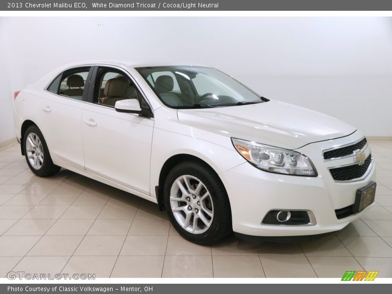 White Diamond Tricoat / Cocoa/Light Neutral 2013 Chevrolet Malibu ECO
