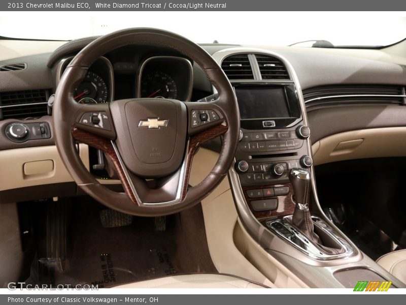 White Diamond Tricoat / Cocoa/Light Neutral 2013 Chevrolet Malibu ECO