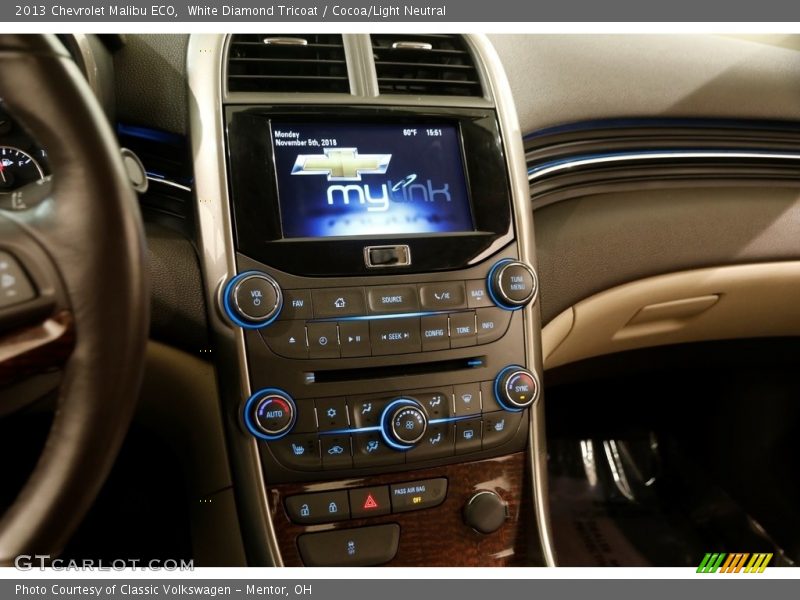 White Diamond Tricoat / Cocoa/Light Neutral 2013 Chevrolet Malibu ECO