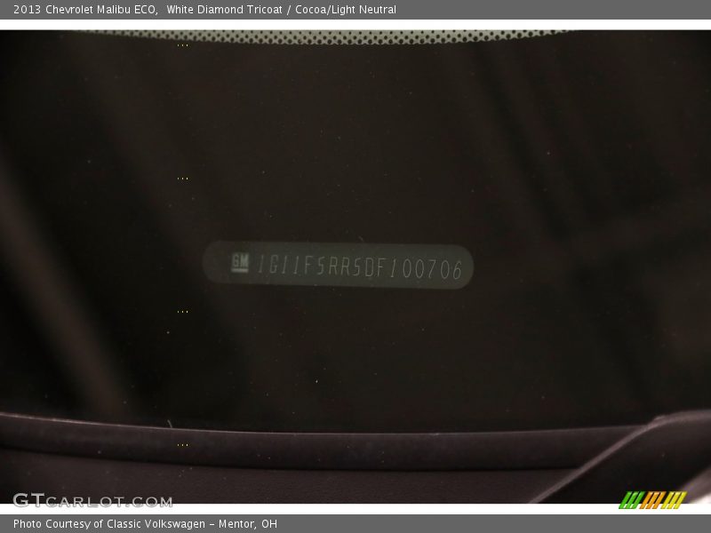 White Diamond Tricoat / Cocoa/Light Neutral 2013 Chevrolet Malibu ECO