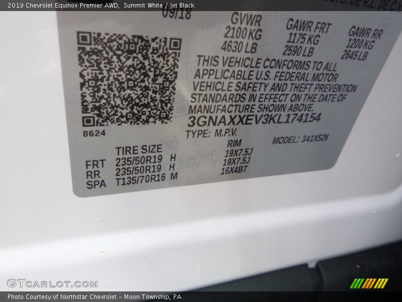 Summit White / Jet Black 2019 Chevrolet Equinox Premier AWD