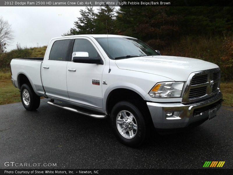 Bright White / Light Pebble Beige/Bark Brown 2012 Dodge Ram 2500 HD Laramie Crew Cab 4x4