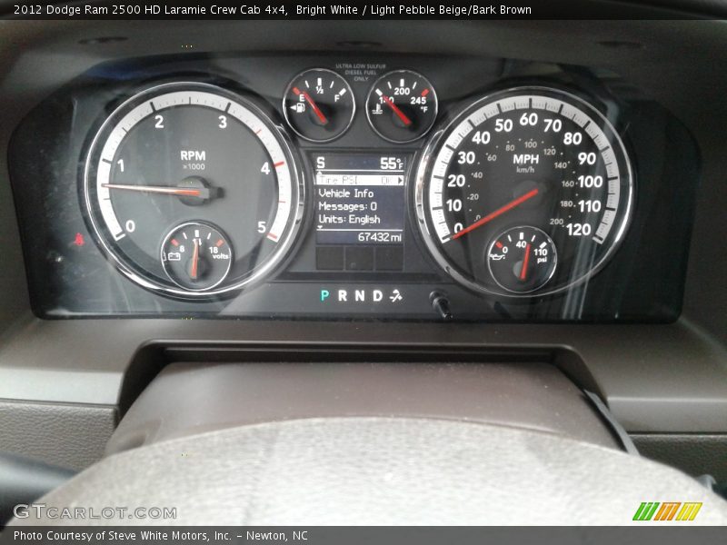 Bright White / Light Pebble Beige/Bark Brown 2012 Dodge Ram 2500 HD Laramie Crew Cab 4x4