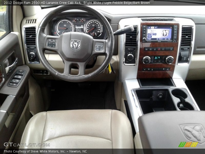 Bright White / Light Pebble Beige/Bark Brown 2012 Dodge Ram 2500 HD Laramie Crew Cab 4x4