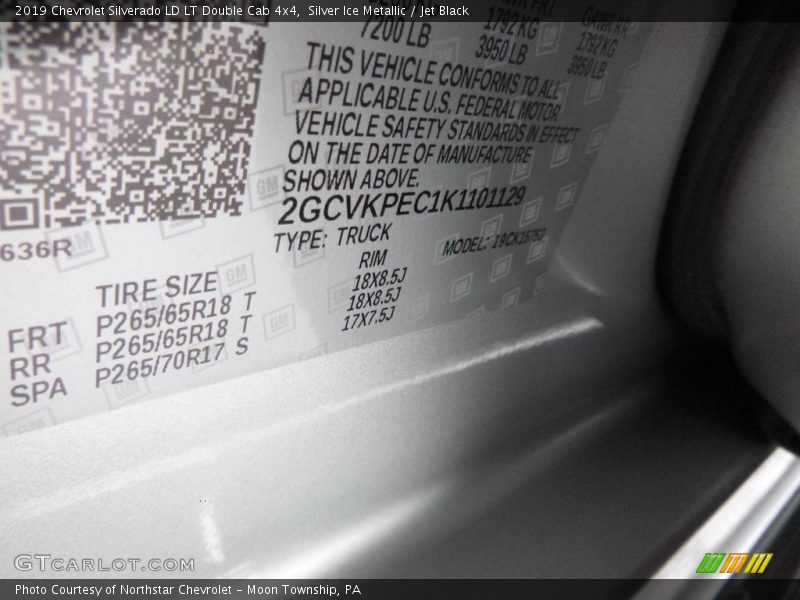 Silver Ice Metallic / Jet Black 2019 Chevrolet Silverado LD LT Double Cab 4x4