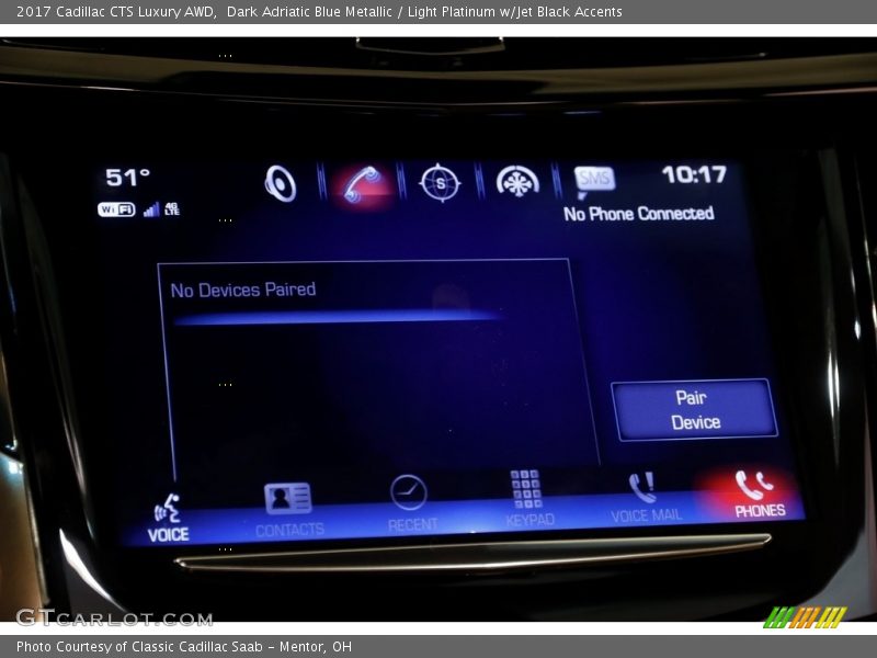 Dark Adriatic Blue Metallic / Light Platinum w/Jet Black Accents 2017 Cadillac CTS Luxury AWD