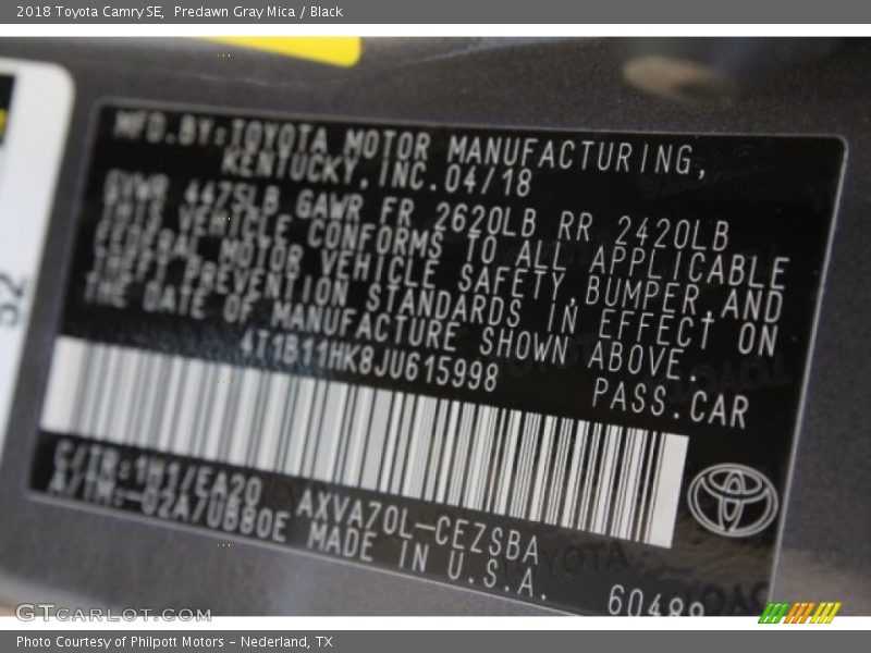 Predawn Gray Mica / Black 2018 Toyota Camry SE