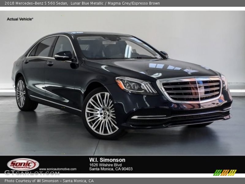 Lunar Blue Metallic / Magma Grey/Espresso Brown 2018 Mercedes-Benz S 560 Sedan