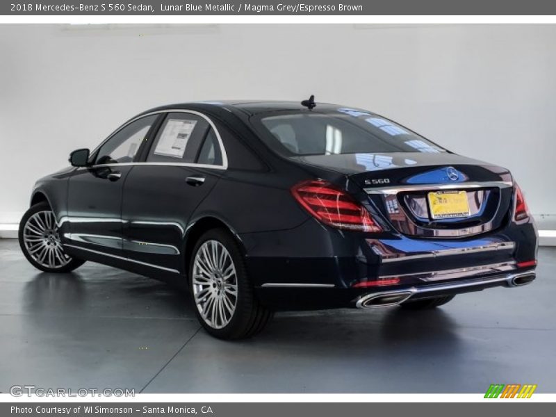 Lunar Blue Metallic / Magma Grey/Espresso Brown 2018 Mercedes-Benz S 560 Sedan